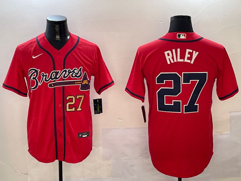 Men Atlanta Braves 27 Riley Red Game 2024 Nike MLB Jersey style 3